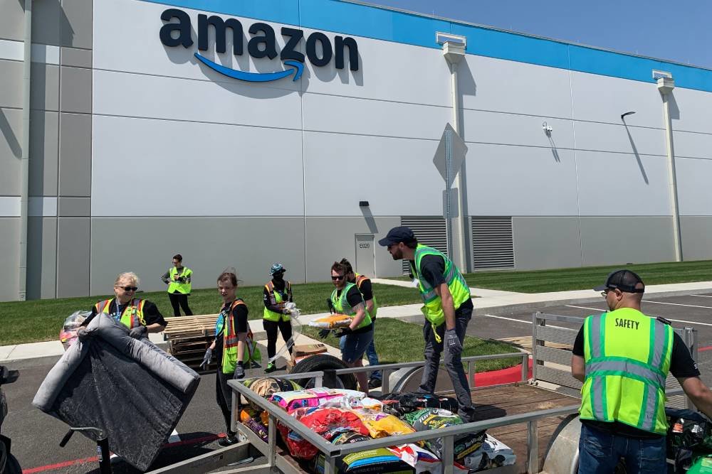 Workers at Amazon's plant in Republic donate goods to area nonprofits.